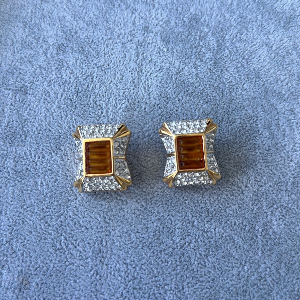 Toplin Weinberg 1990’s Yellow Glass Crystal Earrings